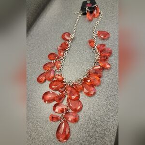 Paparazzi Red and Silver Statement Necklace